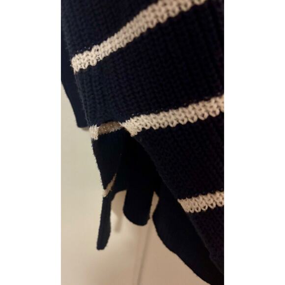 Athleta Peaceful Wrap Cardigan Blue/White Stripe Medium Cable Knit Loose Fit - Picture 12 of 12